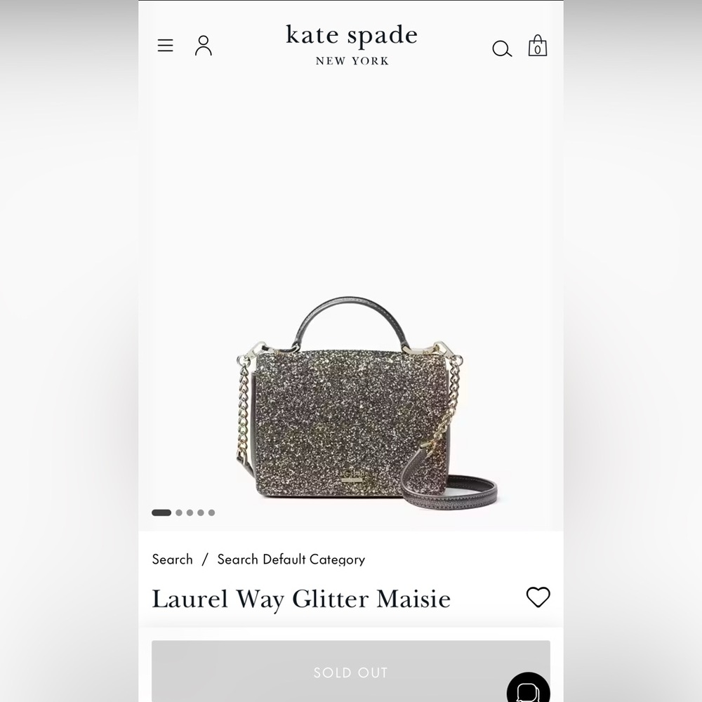 NWT KATE SPADE Maisie WKRU5692 Laurel way glitter gunmetal (031) bag